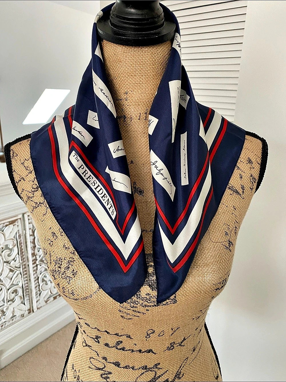The Presidents Printed Blue & Red Scarf